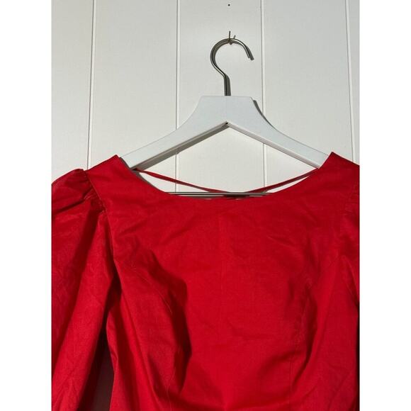 Urban Outfitters Shirt Women's Size XS NWT Strappy Back Puff Sleeve Red - Picture 7 of 14